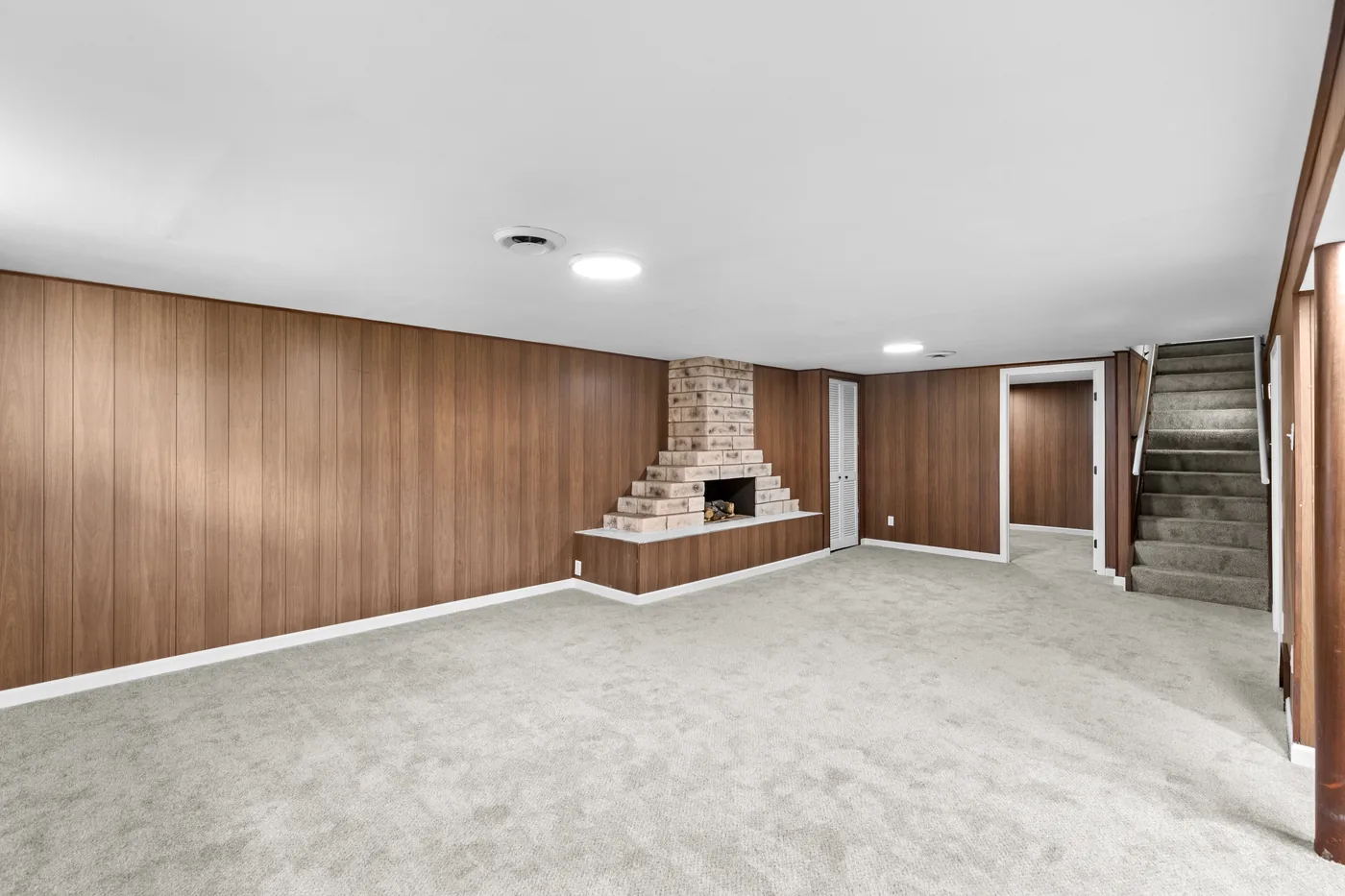 Finished lower level with fireplace