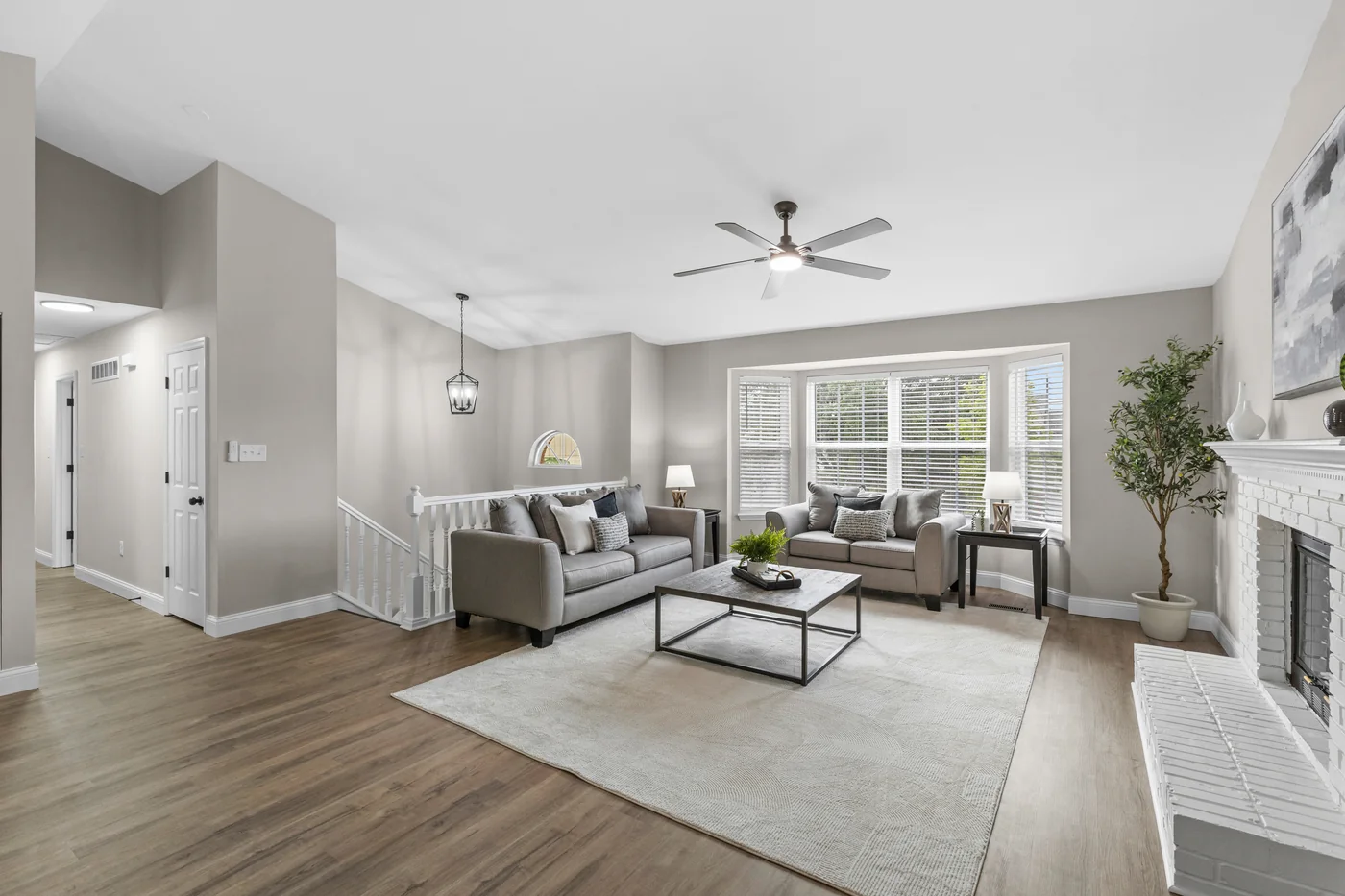 Living room with fireplace